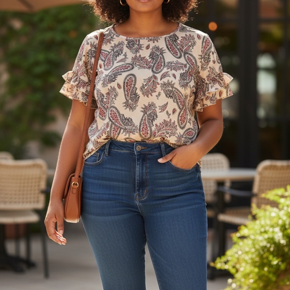 Lane Bryant Paisley Ruffle Sleeve Blouse
14 cool casual